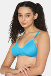 Naidu Hall Single Layered Non Wired Medium Coverage T-Shirt Bra - Blue Atoll — thumbnail 3